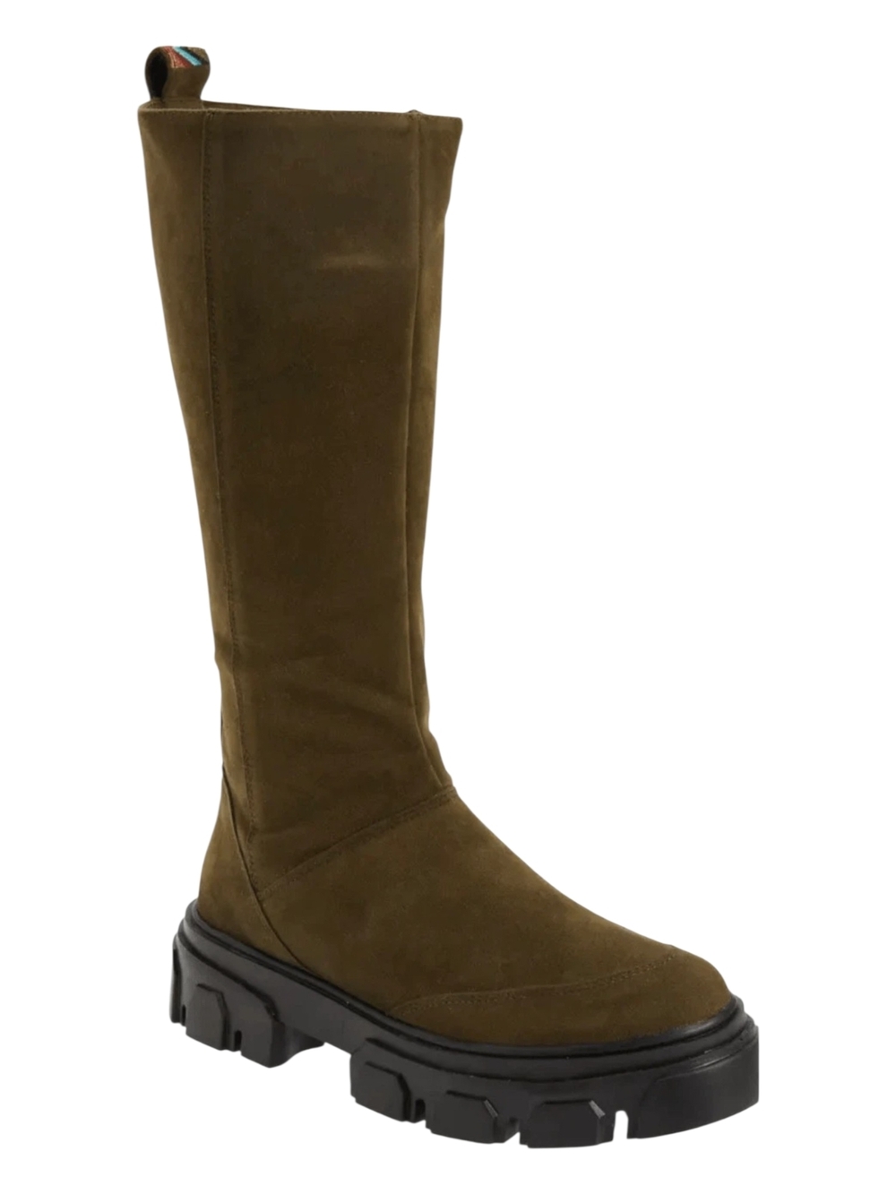 Farm Rio Women's Olive Suede Knee-High Lug Sole Boots